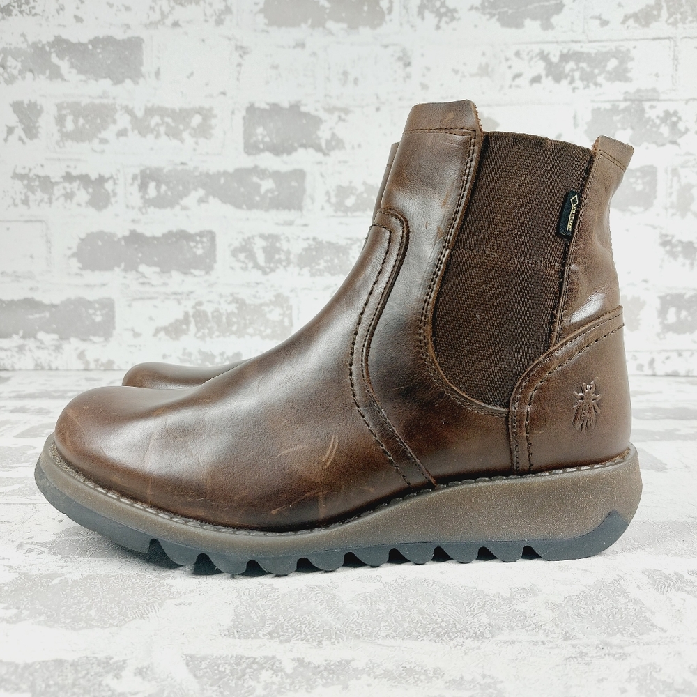 New Fly London SCON058FLY Brown Leather Pull On Ankle Boots W1034